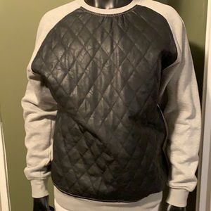 Faux Leather SweatShirt, Size Extra Large, Black